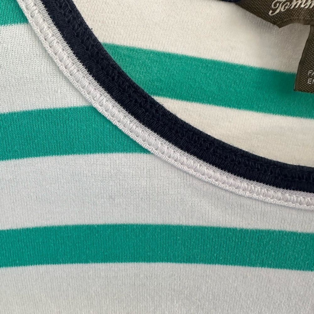 Tommy Bahama Navy, White, and Teal Striped Shirt, size S - Picture 4 of 6
